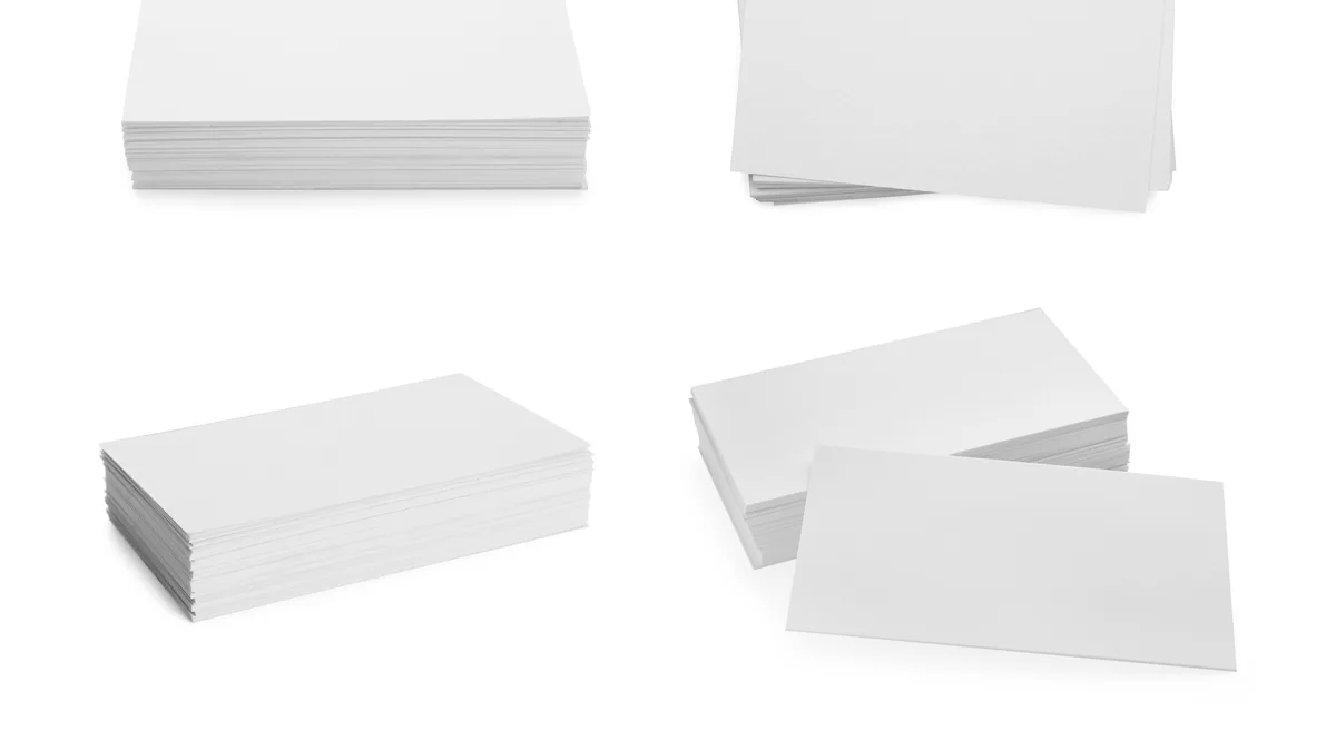 Stacks of blank white business cards